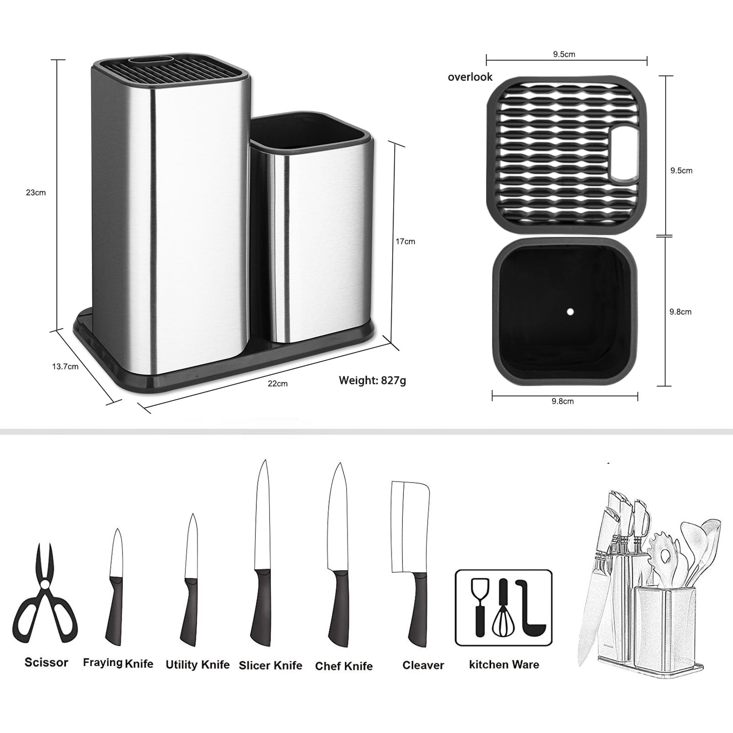 The Culinary Keeper | Stainless Steel Knife Holder | Simply Modern