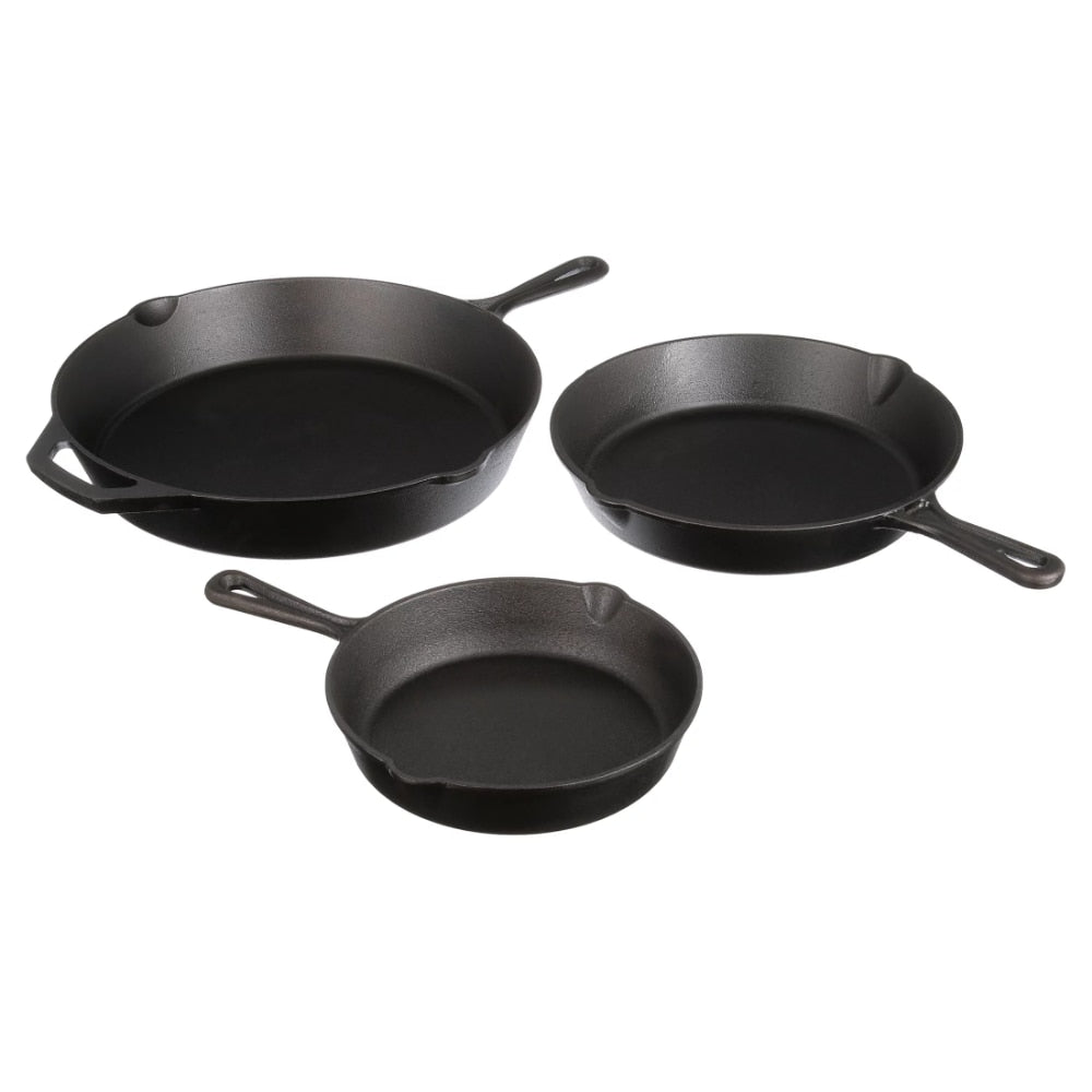 3 Piece Cast Iron Skillet Set | Pre-seasoned 8", 10.5", 12" Skillets | Simply Modern