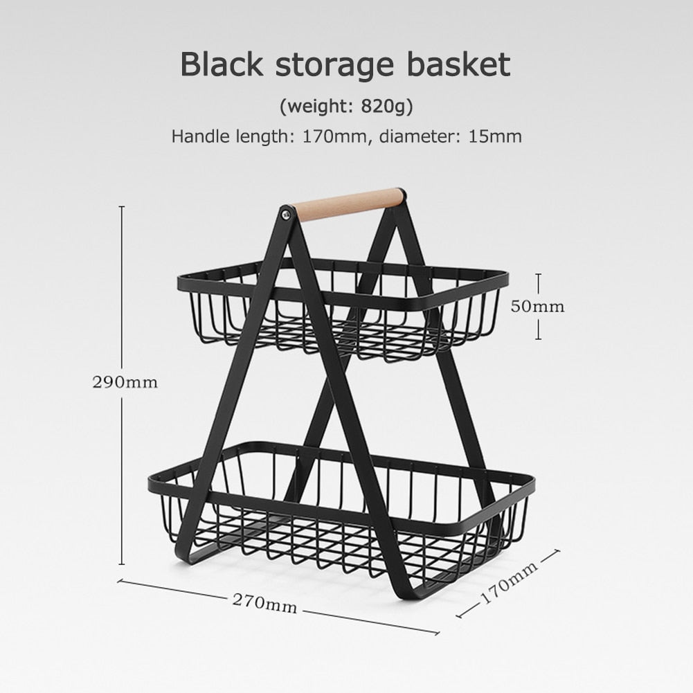 2-Tier Metal Fruit Basket Shelf | Simply Modern