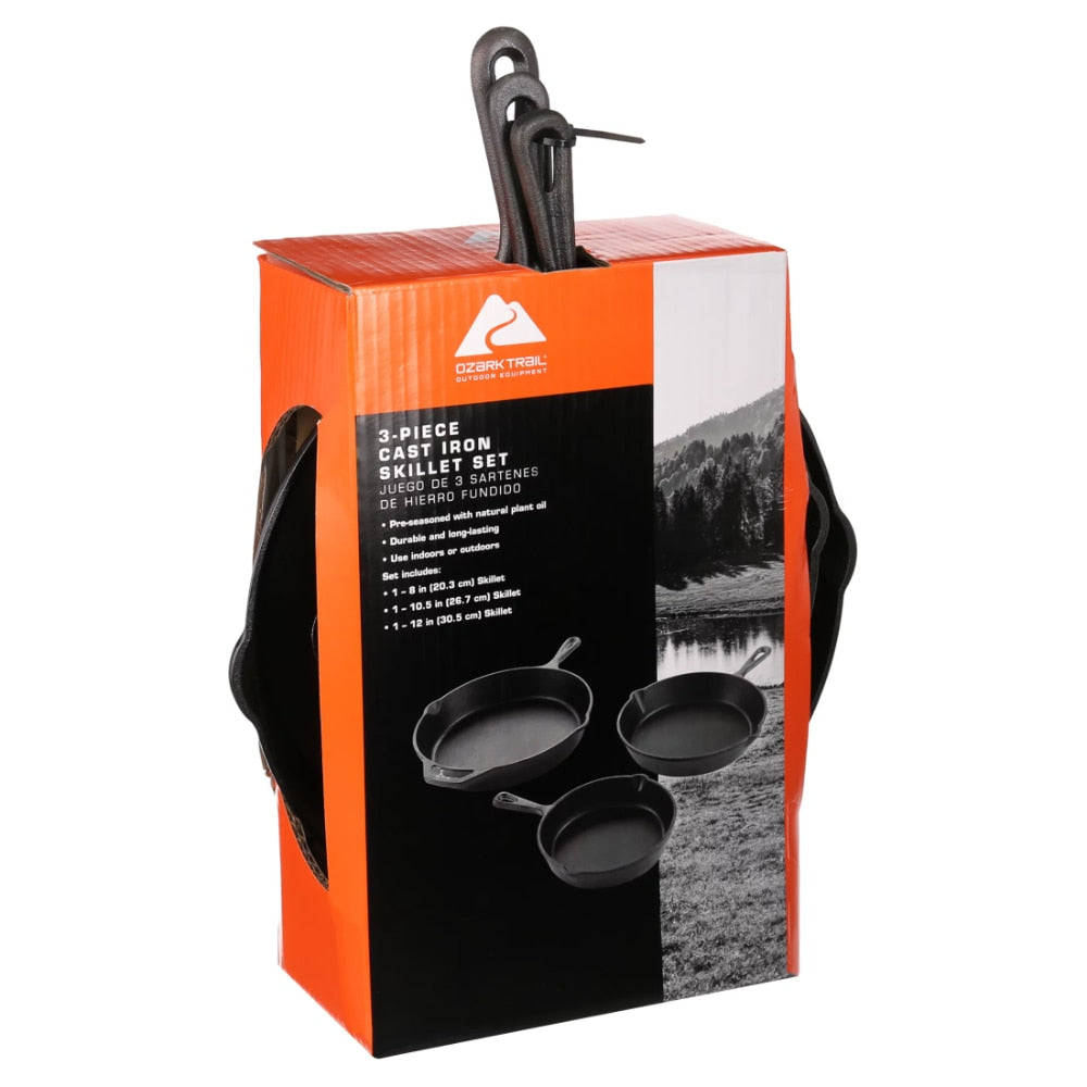 Ozark Trail 8 Piece Pre-Seasoned Cast Iron Skillet Cookware Set